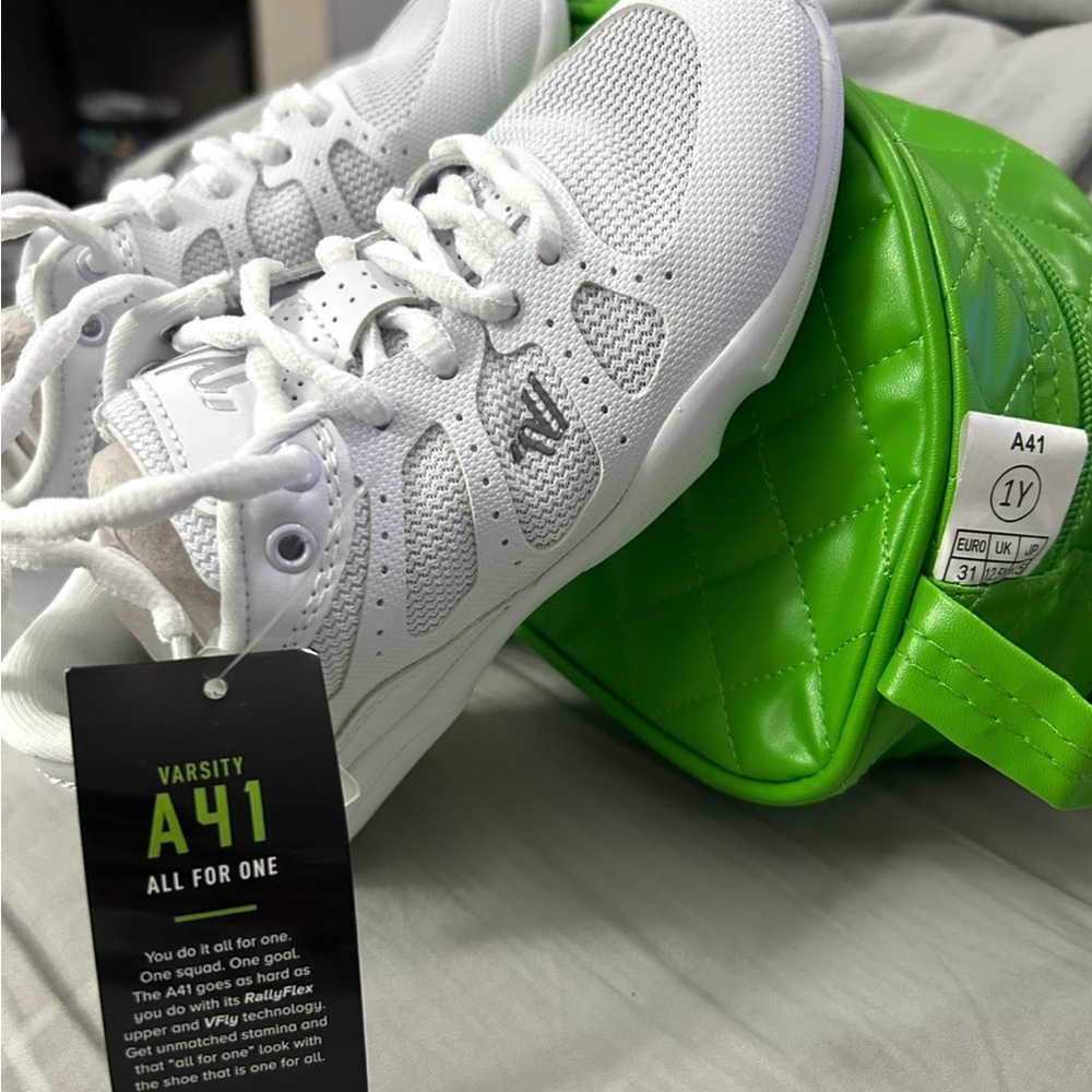 Varsity White Sneakers with Leather and Synthetic Blend CHEER SHOES